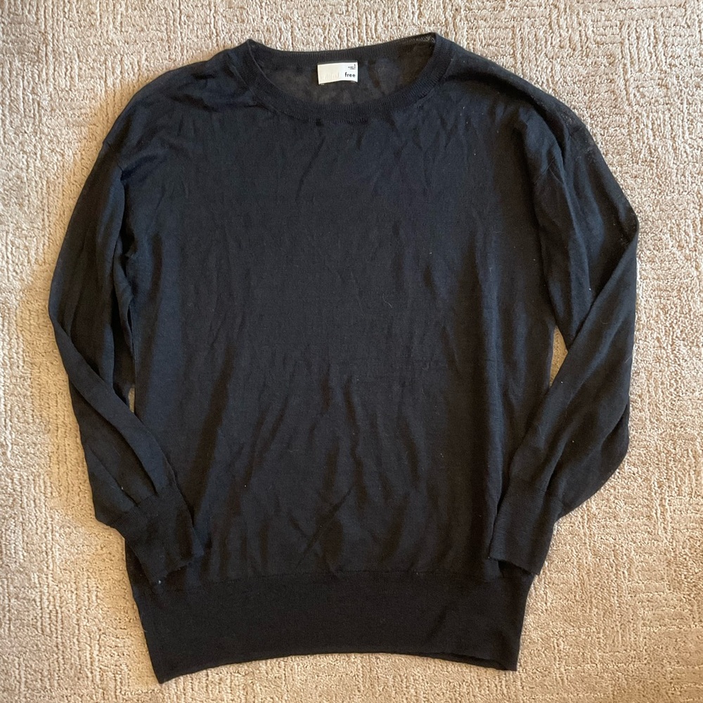 ♠️🌸 Aritzia Wilfred Free Linen Blend Top Black S EUC Minimalist Relaxed Timeless